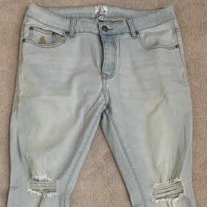 Kuwalla Tee Men’s Skinny Stretch “Destroyed Denim” Jeans W34” L32”